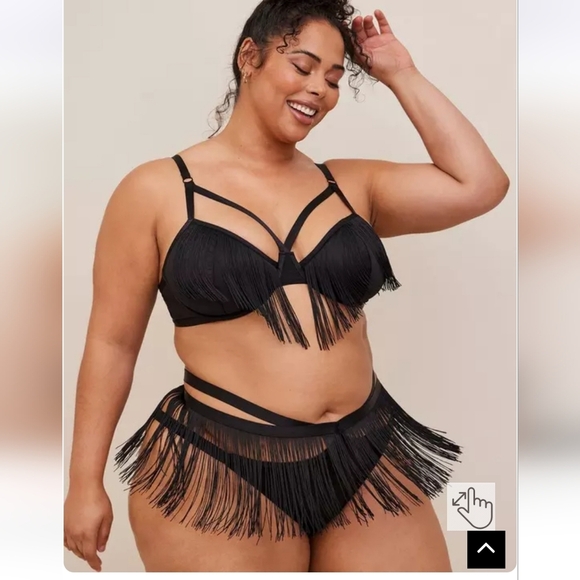 🍂🍁🍁Nwt Torrid 2x bra 1x Panty Fringe Strappy Longline Bra & Panty Set - Picture 1 of 8